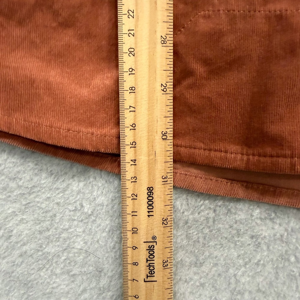 Poncho Shirt Mens XL Slim Fit Burnt Orange Pearl Snap Corduroy Long Sleeve - Picture 12 of 13